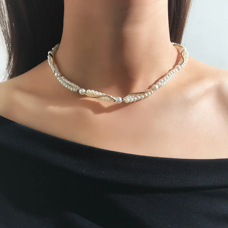 

European and American Fashion Jewelry Creative Pearl Necklace Beautiful Temperament Alloy Necklace, Picture shows