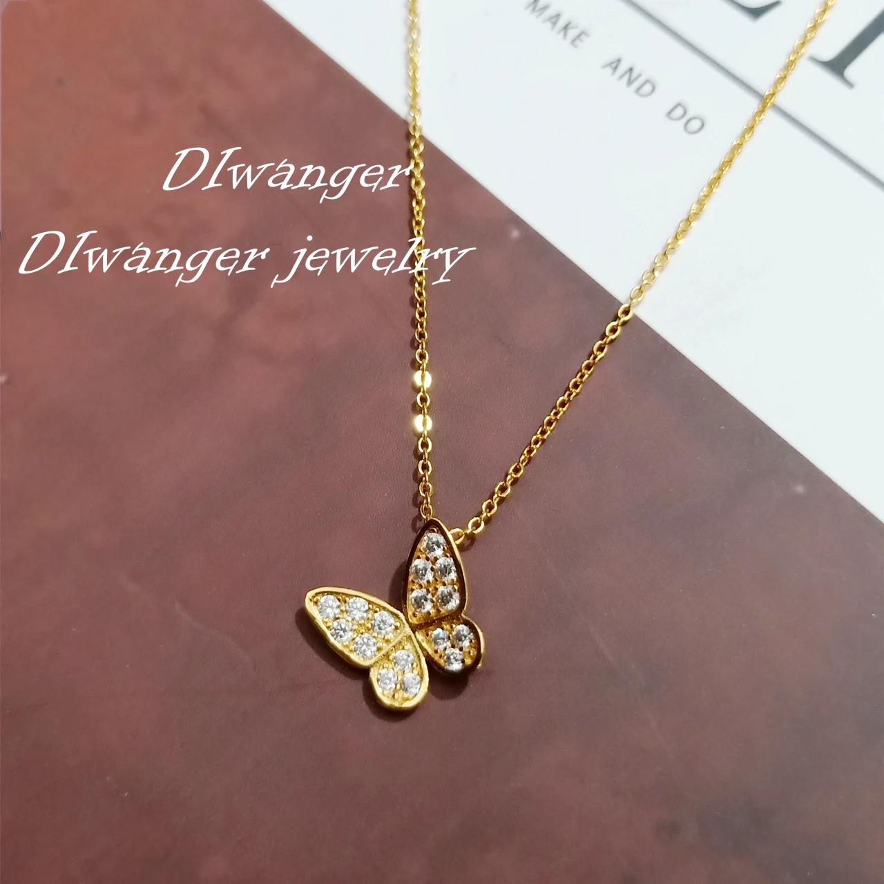 

Amazon Best Sale 18K Gold Necklace Choker Diamond Butterfly Necklace Pendant Butterfly Necklace, Picture