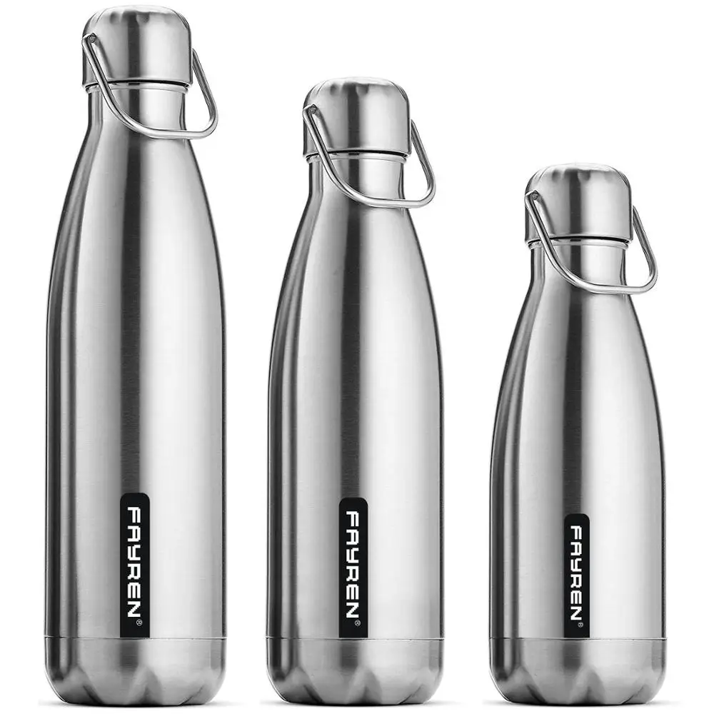 

FAYREN hot 1000ml double wall stainless steel thermos vacuum flask with durable handle, Silver,accpet customized