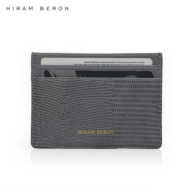 

Hiram Beron Grey Italian Cow Leather Small Card Holder Slim Mini Card Case Wholesale Dropship