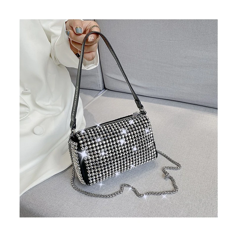 

Luxury Pouch Purse Handbags Women Bags Designer 2021 New Rhinestone PU Leather Shoulder Bag Flash Hand Tote Casual Crossbody Bag