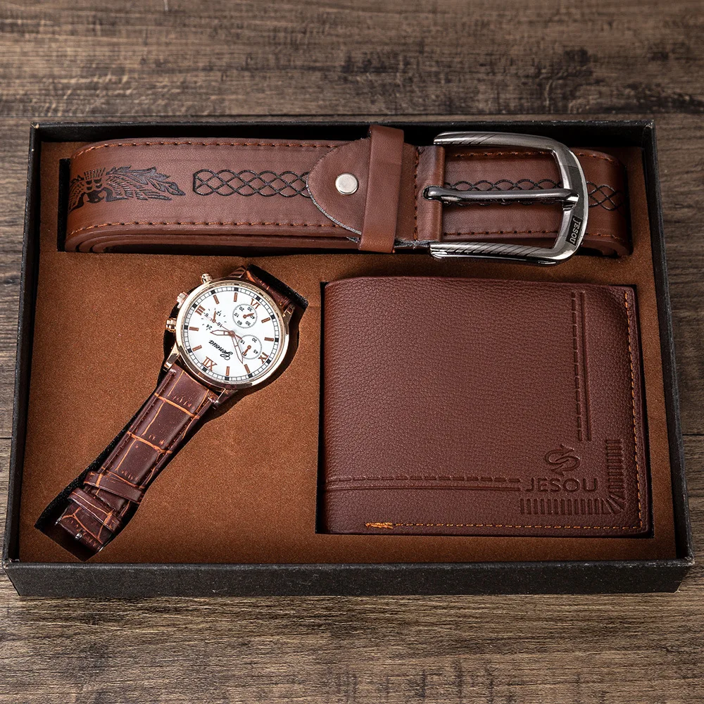 

Men's fashion Chrismas gift watch wallet gift belt creative combination luxury men watch set