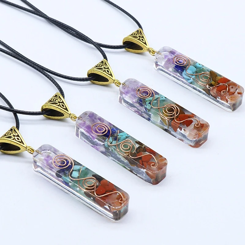 

7 Chakra Energy Pendant Orgonite Orgone Necklace Crystal Pendant Meditation Necklace Resin Jewelry