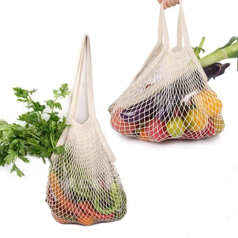 

Amazon hot selling zero waste recycled Large Reusable Organic Cotton Tote Mesh Shopping String Net bag For Vegetables friuts, Multi