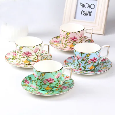 

270ml European style coffee cup saucer bone china English afternoon tea set ceramic gift, Picture