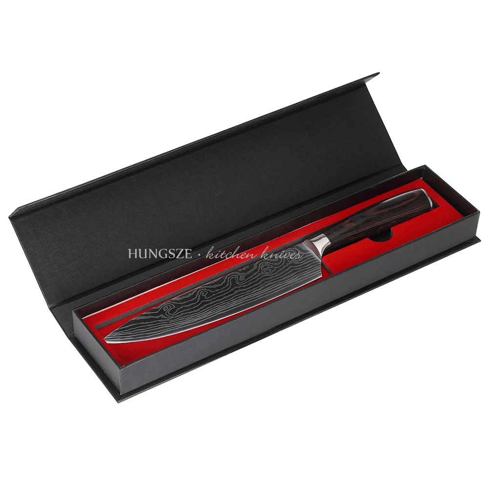 
7Cr17Mov chef knife 8 inch damascus laser steel japanese kitchen knife 