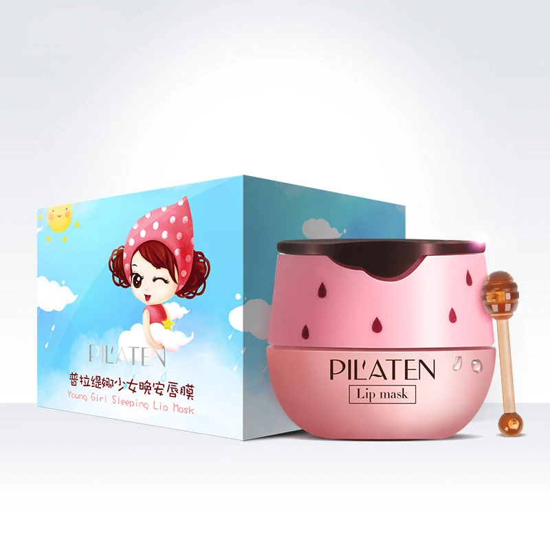 

Pilaten Young Girl Sleeping Lip Mask Pink Strawberry Aroma Fade Lips Lines Long-lasting Moisturizing Lip Care, Red