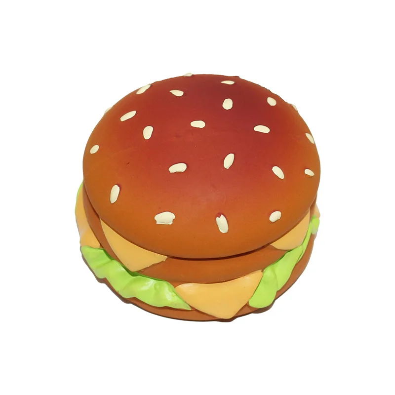 

High quality soft and bite resistant latex small hamburger pet toys for dog, Yellow