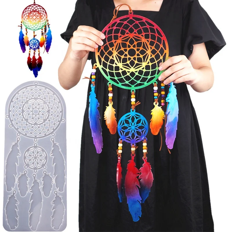 

DIY Mystery Feather Butterfly Dream Catcher Pendant Silicon Resin Mold Wall Sill Hanging Ornament Decoration