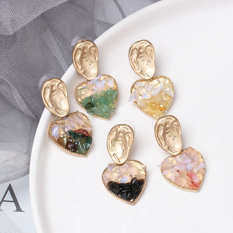 

New Arrivals Heart-shaped Earrings Gravel Retro Style Earrings Accessories Fast Selling Hot Sale Earrings, Picture shows