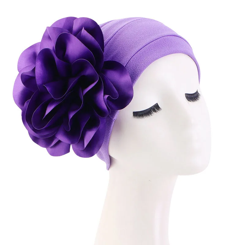 

Wholesale African Hat Styles Plain Color Head Wraps Ladies Fashion Turban Hats With Floral