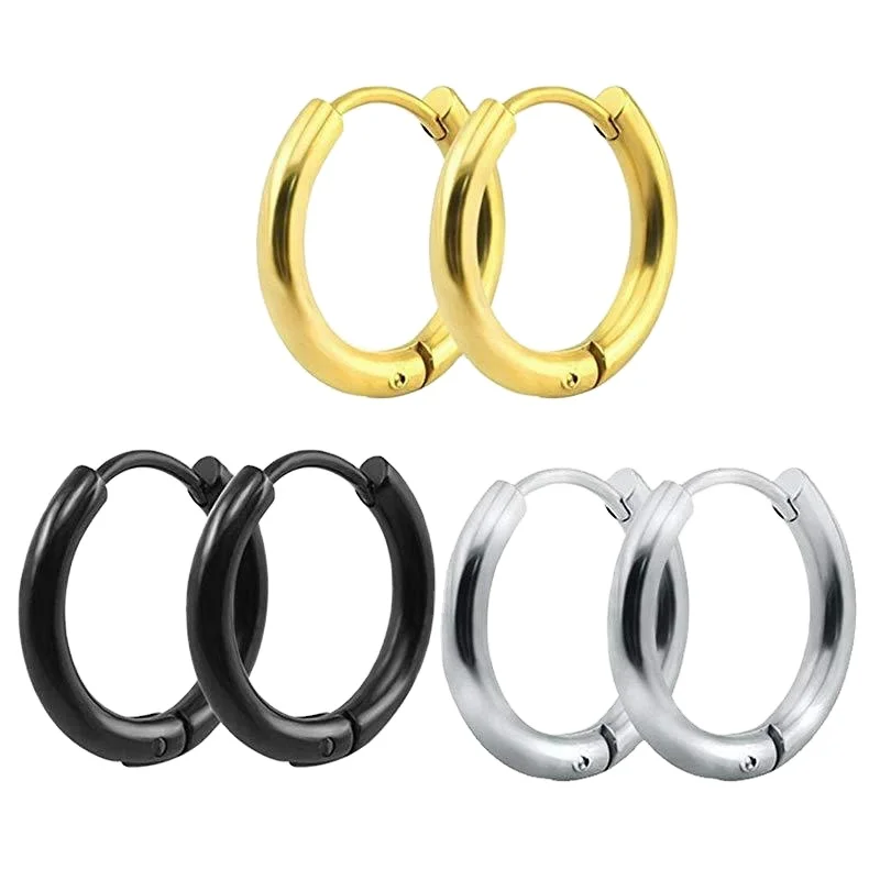 

Factory wholesale jewelry stainless steel women men unisex silver gun gold plated hoop earrings