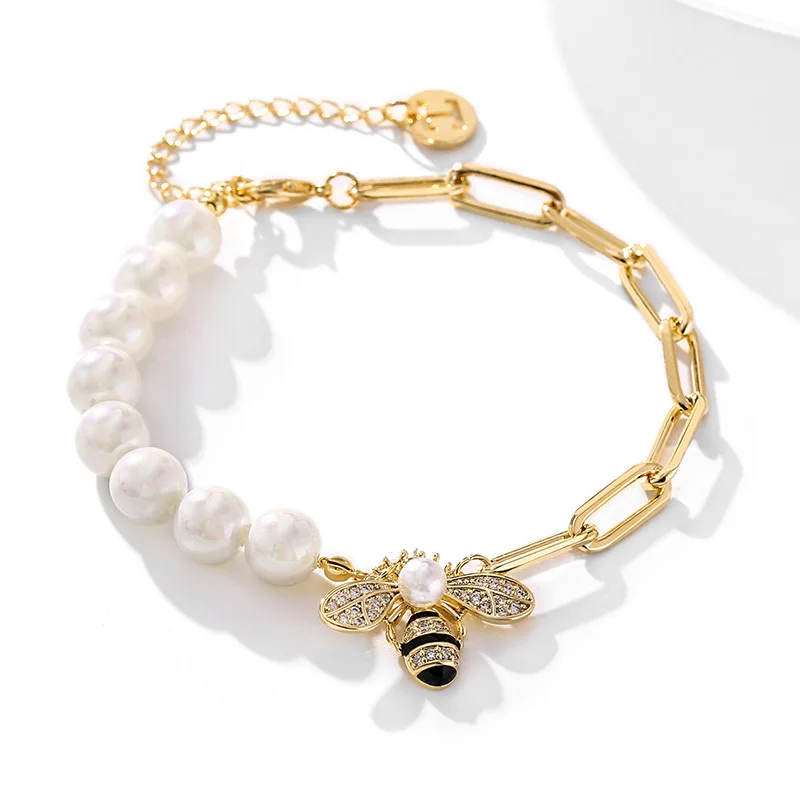 

Asymmetrical fashion design sense Baroque personality luxury freshwater pearl bracelet charm, As pictures