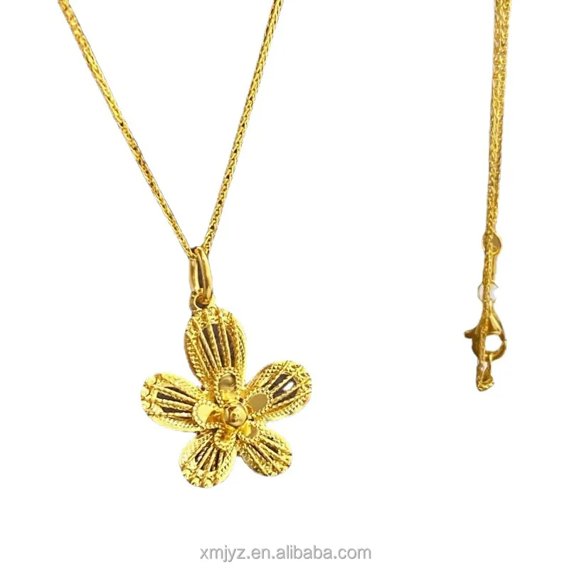 

Certified In Stock Wholesale 5G Gold Tulip Necklace Women's Fashion 999 Pure Gold Necklace New 24K Gold Set Chain