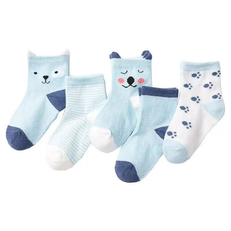 

Baby Kids Soft Cotton Socks Boys Girls Baby Cute Cartoon Warm Fashion Sport Socks Spring Autumn Gift 5 pairs/set B1, As photo