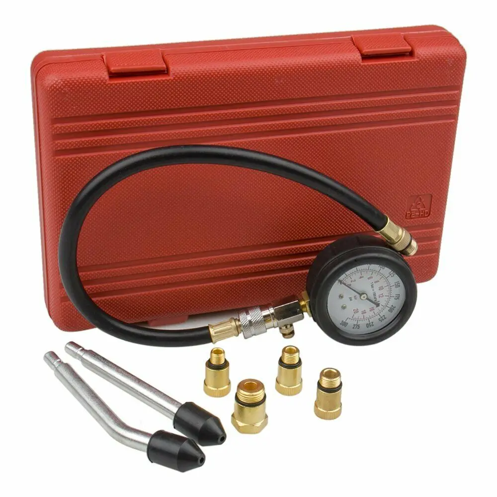 Cylinder Compression Pressure Tester Test Tool Gauge Kit Engine Gas