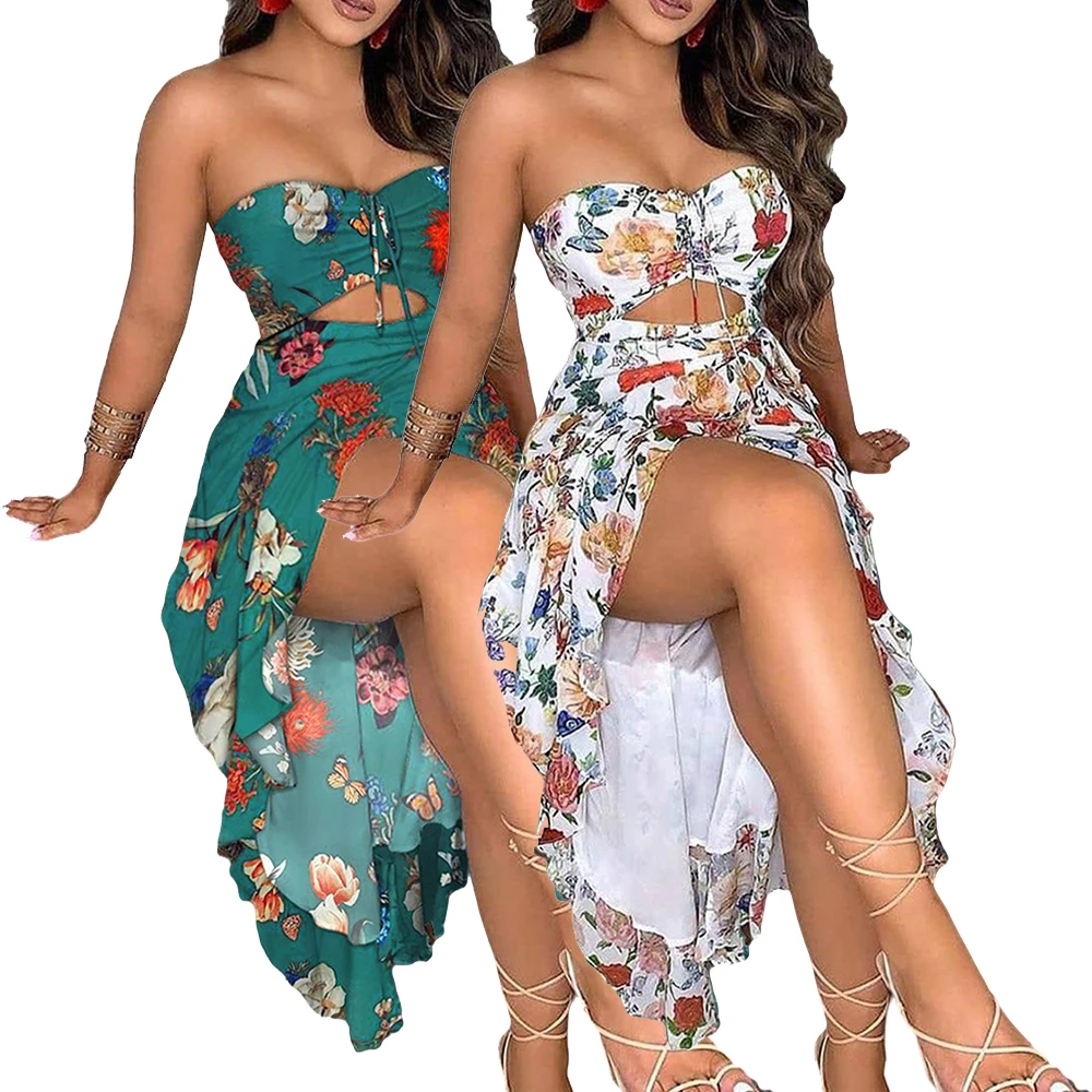 

new arrival fashion ladies sexy strapless woman Hollow out Dovetail dress irregularly tailed dress casual women dresses