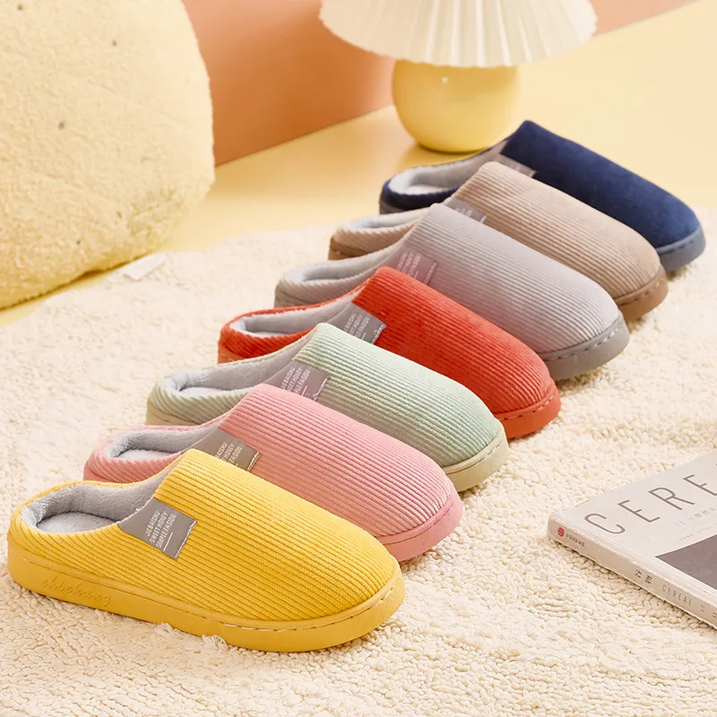 

Colorful Winter Warm Sole Soft Plush Winter Men Women Home Soft Antiskid Warm Plush Slipper