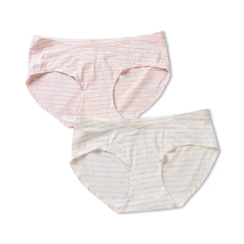 

New arrival pregnant low waist stripe support abdomen pure cotton breathable panties