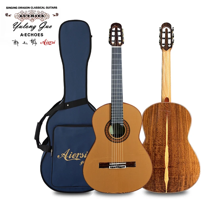 Yulong Guo  Professional Handmade Cedar Double Top A-echoes Model Classical Guitar for Concert From China Aiersi
