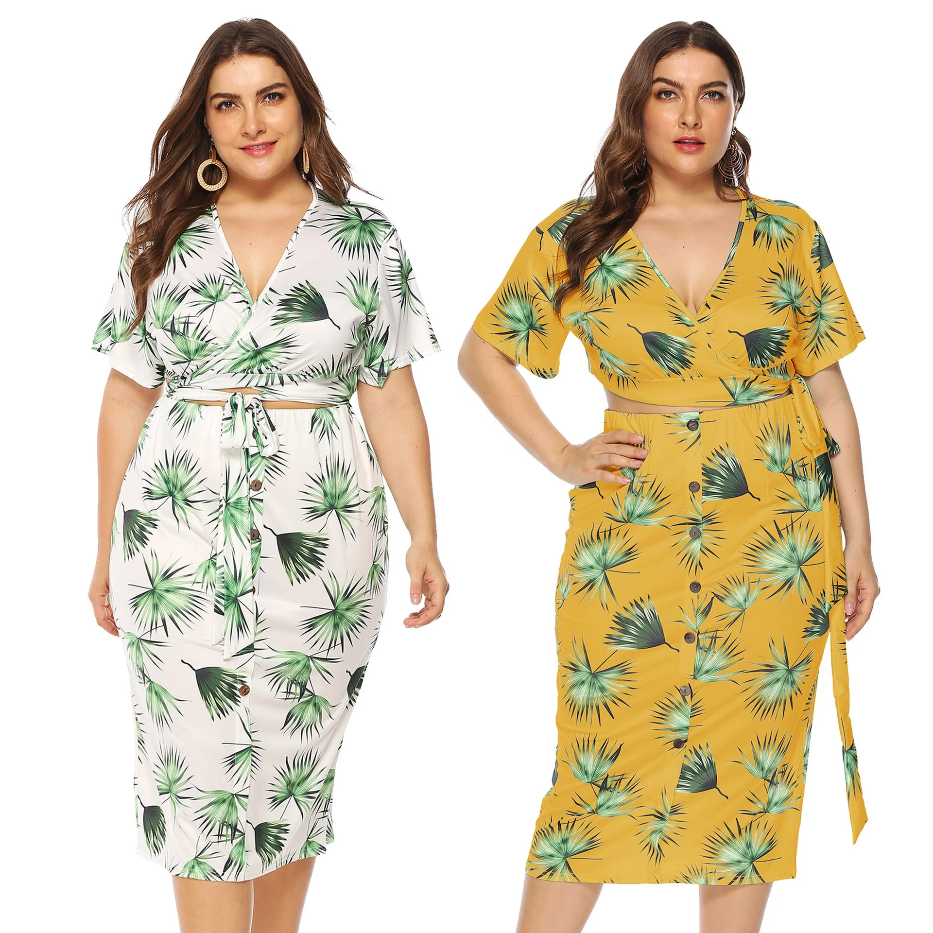 

Custom stylish sexy ladies two piece set summer casual plus size clothes women floral dress