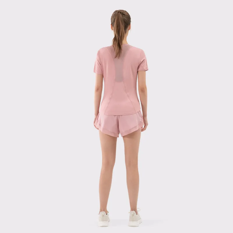 

3D Max New Summer Two-piece Sports Short Sleeve Running Women Fitness Suit Shorts Loose Quick Drying Yoga Set Gym Clothing, Optional