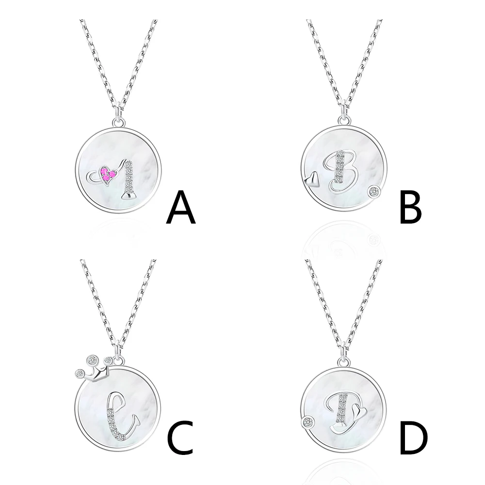 

New Product Ideas 2021 Sterling Silver 925 Coin Letter Pendant Initial Necklace Jewellery For Women Ladies Girls Gifts Collars