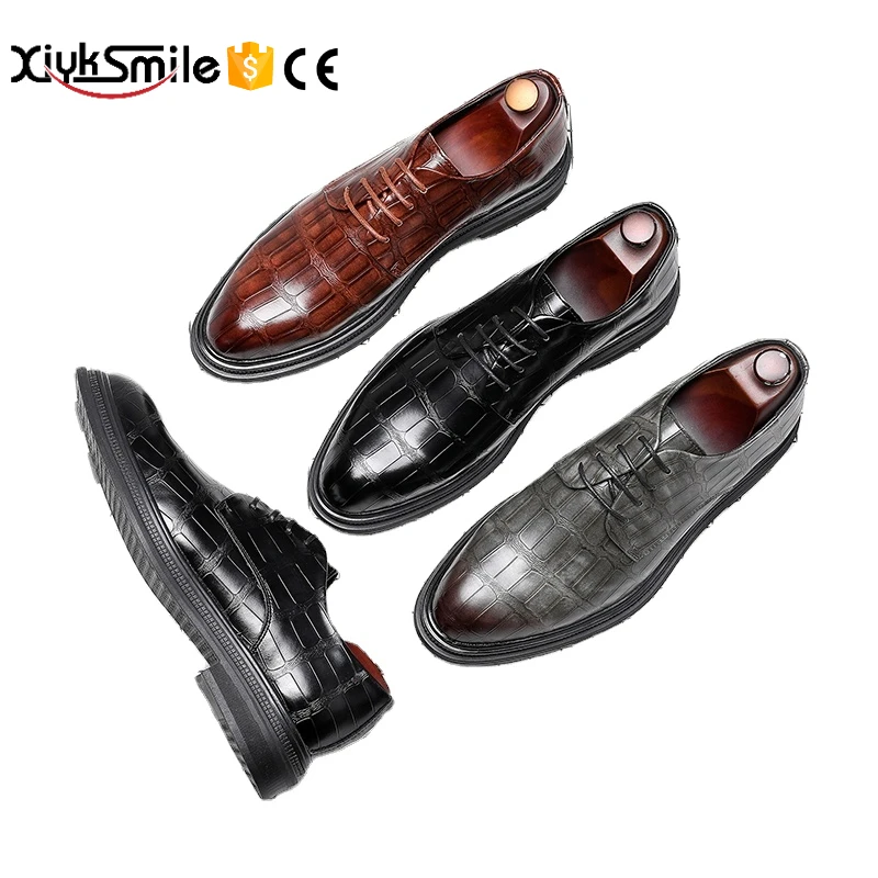 

new men's business formal wear black/brown/grey pointed toe all-match shoes men dress