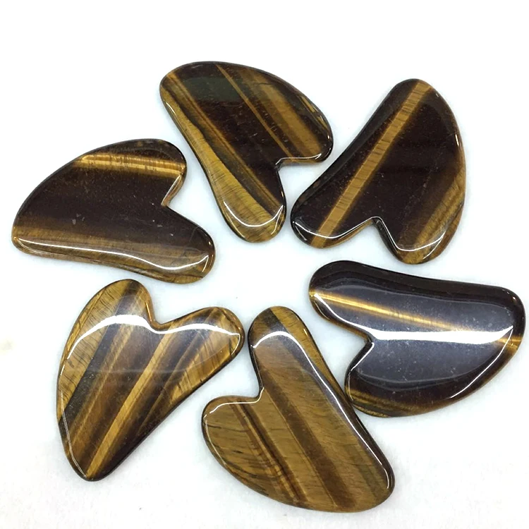 

Private Label 100% Natural Massage Tool Tiger Eye Jade Stone Scraping Heart Shaped Gua Sha Guasha Board