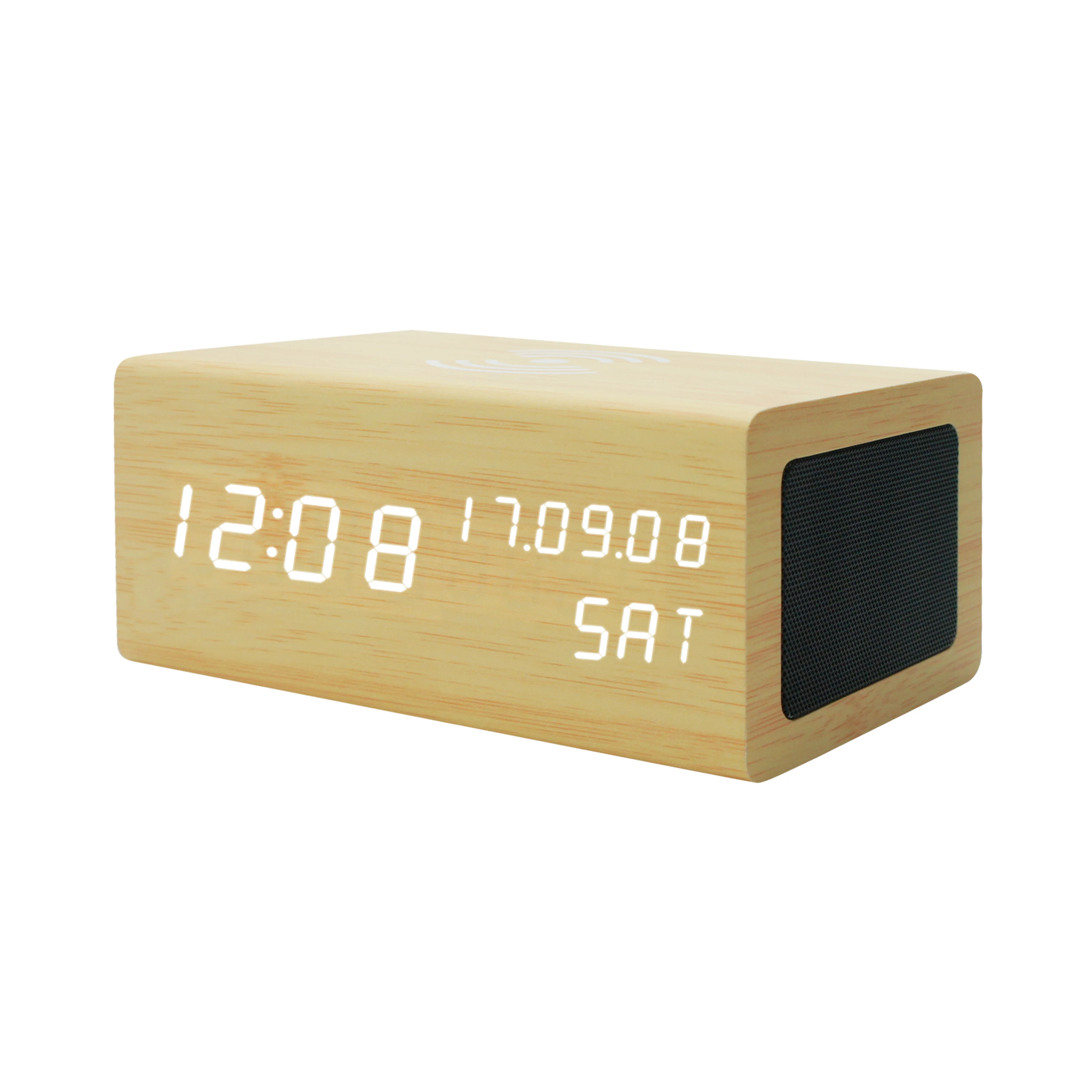 

newly wooden speaker with clock led screen and phone charger, Customized color