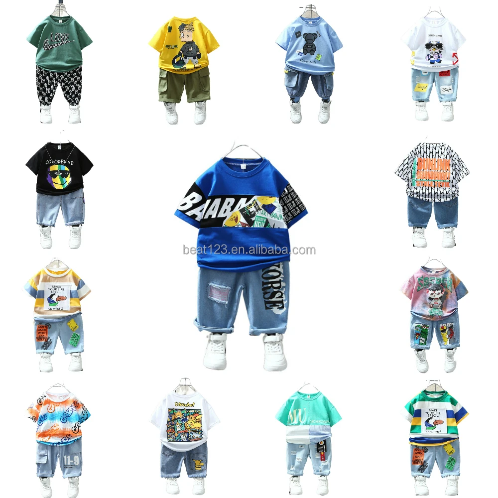 

Baby clothes sets clothing short-sleeved top + shorts 2 pieces summer children's clothing boy 100% cotton short-sleeved suit