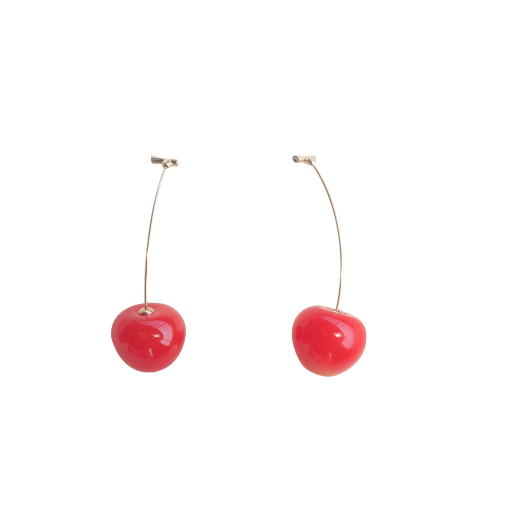 

JUHU Cute Simulation Red Cherry Sweet Resin Gold Color High Quality For Women Student Fruit Earrings, Colorful
