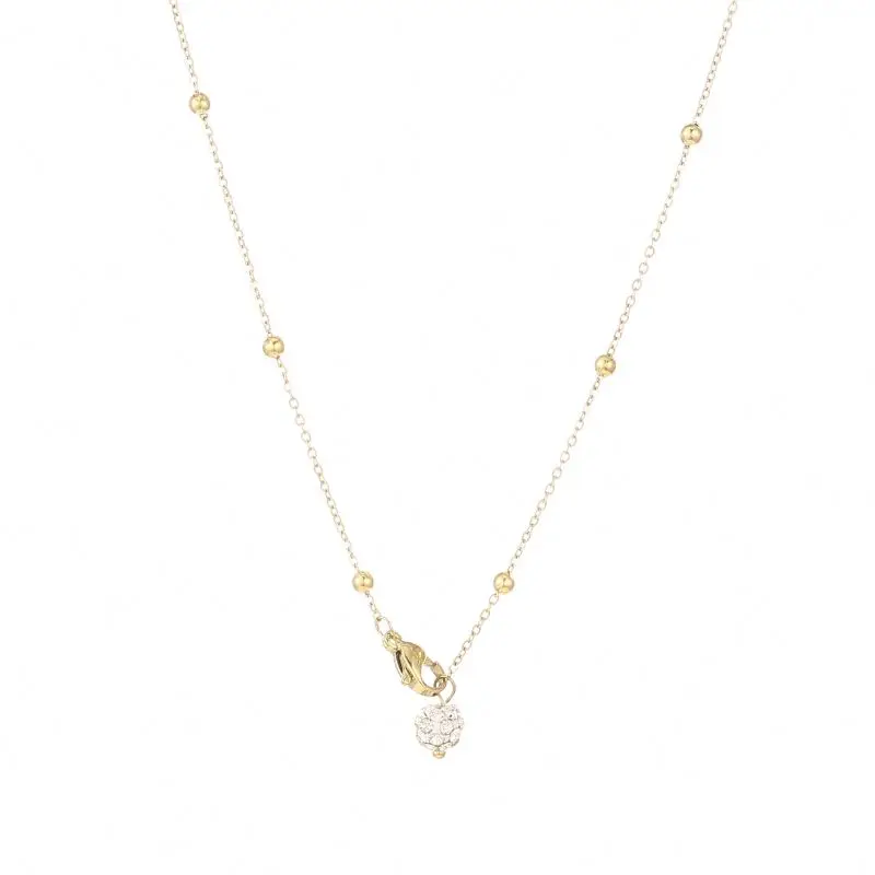 

Girls' Fashion Stainless Steel Chain Gold Plated Bead Zircon Pendant Necklace