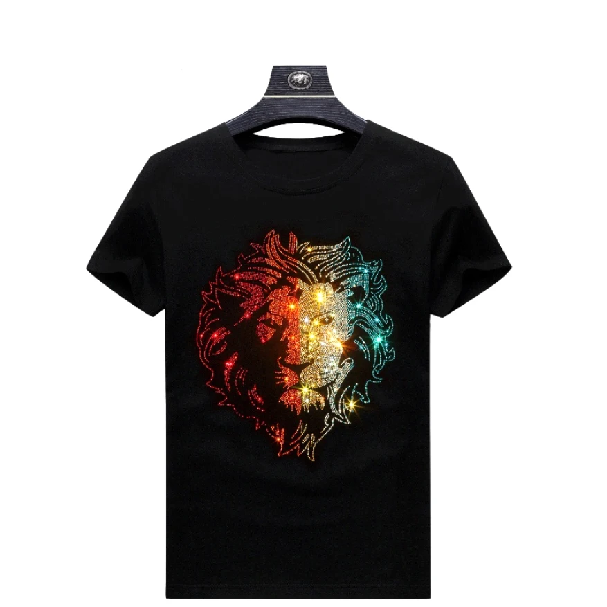 Free sample Professional large design lion crystal beads rhinestone transfer for clothing