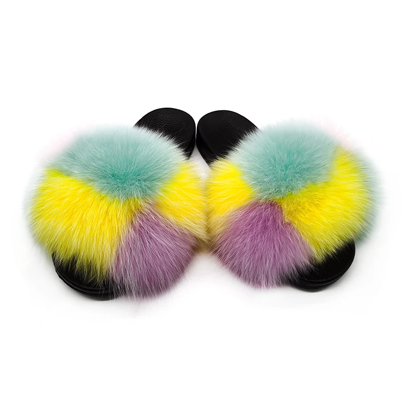 

women warm soft snow slides for ladies home-living winter slippers glitter fur cute snow female slides with diamonds, Picture
