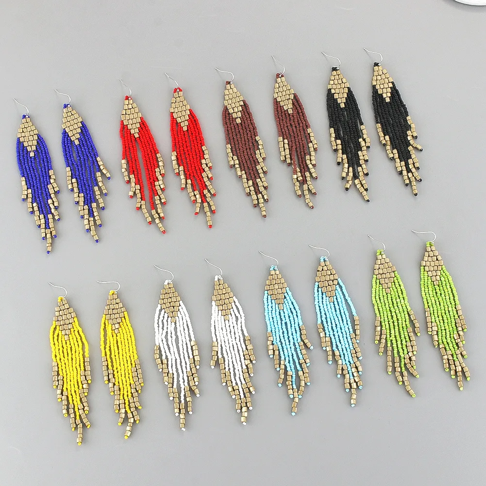 

Lightweight Wholesale seedbeads earrings collection competitive price handmade seed beads tassel drop earring for women