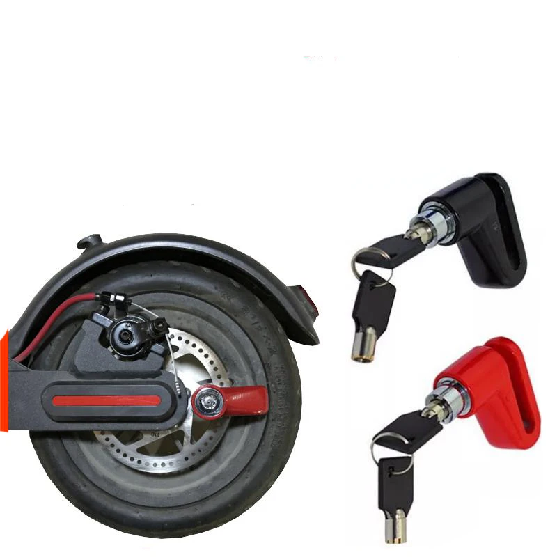

Anti-Theft Wheel Disc Brakes Lock for Mijia M365 Electric Scooter Bicycle Safety Lock with Steel Wire, Black,red