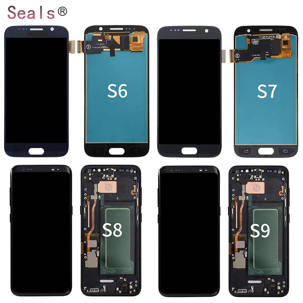 

Ecran phone parts accessories for samsung s21 s6 s7 s8 lcd replacement touch display for samsung galaxy, Black/white