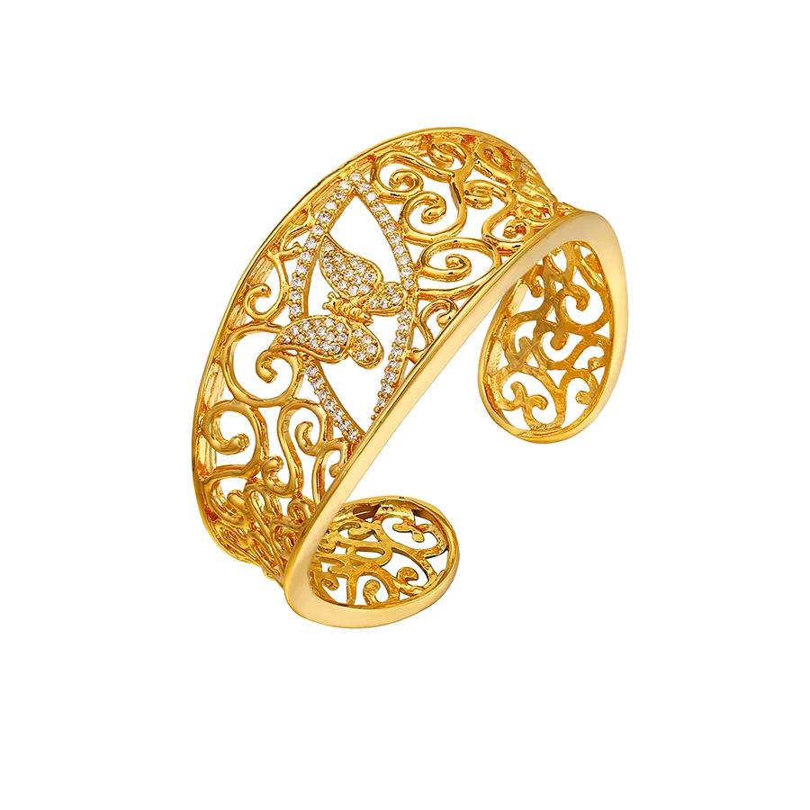 

xuping jewelry 24k gold plated jewelry dubai fashion butterfly style women gold bangle, 24k gold color