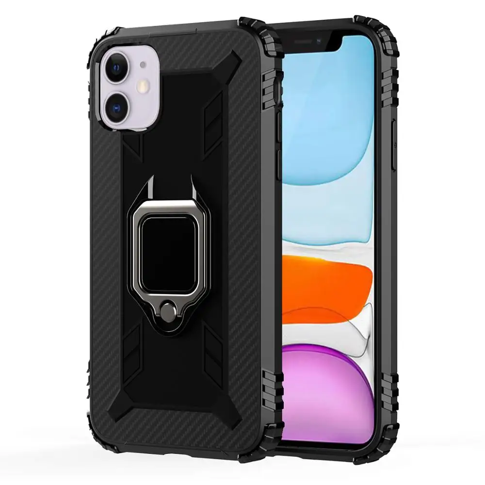 2020 New For Iphone 11 Carbon Fiber Case,Armor Case With Magnetic Car Mount Capa Para Celular