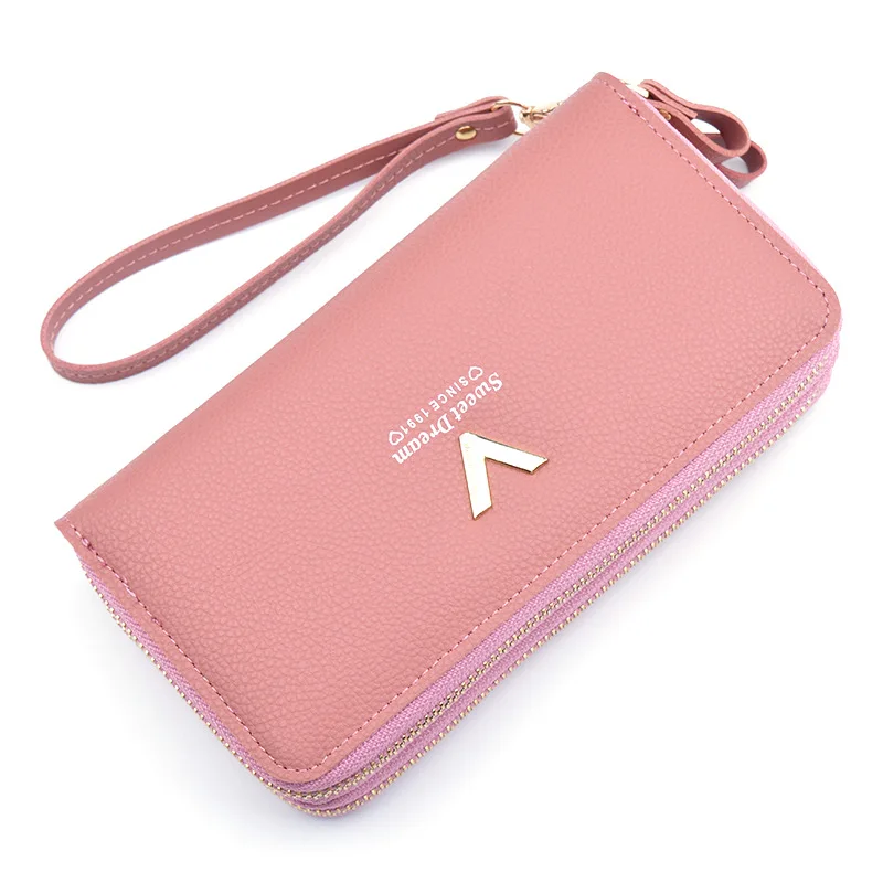 

Korean version 2021 new design women pu leather wallet wholesale fashion cross fringe zipper purse wallet, Pink,black,dark blue,rose red