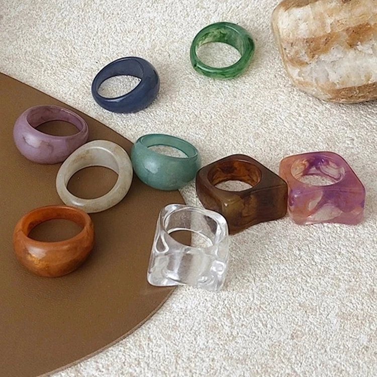 

New Colorful Acrylic Irregular Ring for Women Girls Jewelry