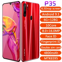 

unlocked mobile phone P35 Pro 6.3" Drop Screen 6G 128G 8 16MP Face Fingerprint Recognition Smartphone cel phone