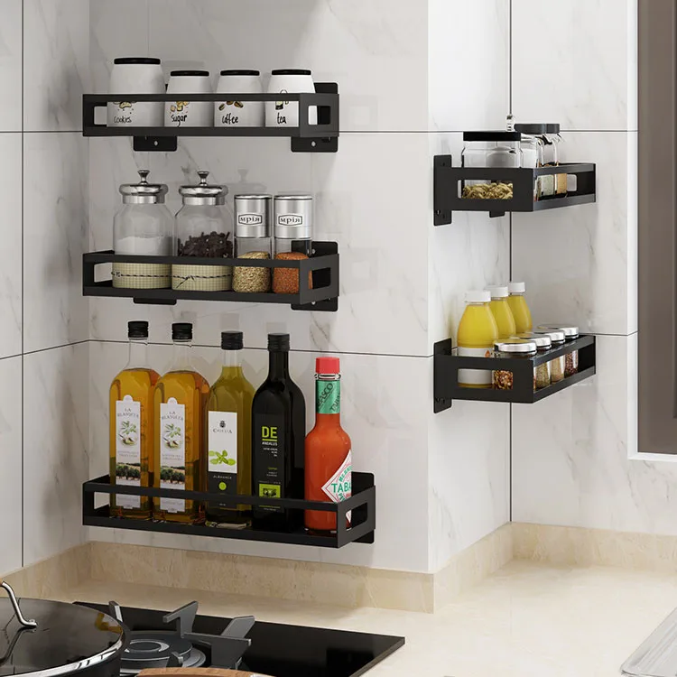 

4 Pack Spice Rack Wall Mounted, Seasoning Storage Organizer Shelf for Kitchen, Cabinet, Cupboard, Pantry, Black