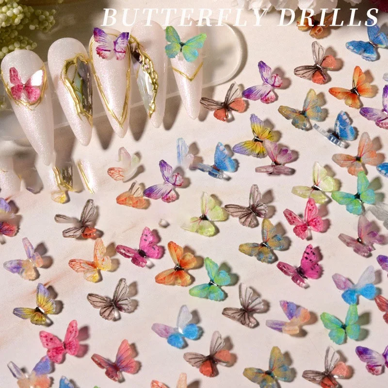 

Paso Sico 10pcs/30pcs Bag Acrylic 3D Butterfly Mixed Drill Nail Art Decoration Supplies Charms