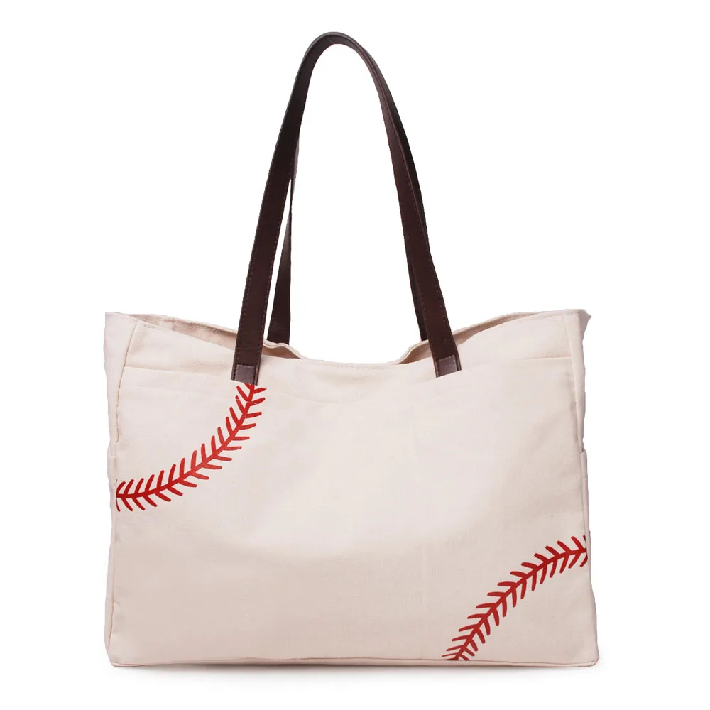 

Baseball Tote Bag With Stitching Canvas Softball Bags With Custom Printing Sports Unique Custom Women Handbags DOM-1081477