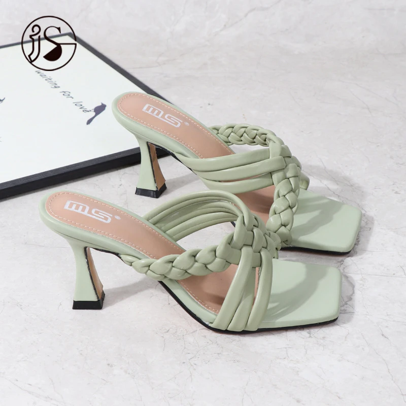 

New 2021 summer high-heeled slippers for girls for comfortable outer wear in women's shoes comfort women's slippers