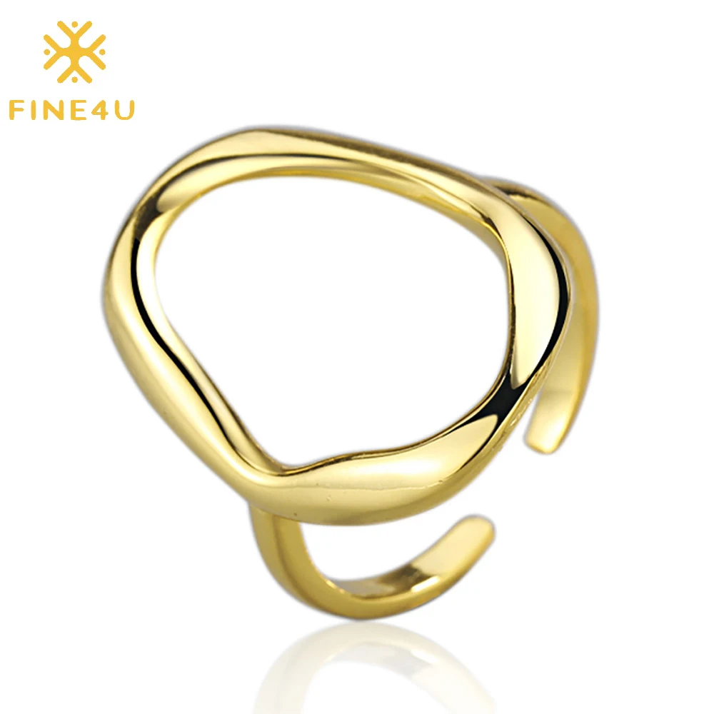 

Wholesale women trend resizable irregular hollow open adjustable copper gold jewelry rings, Gold/steel