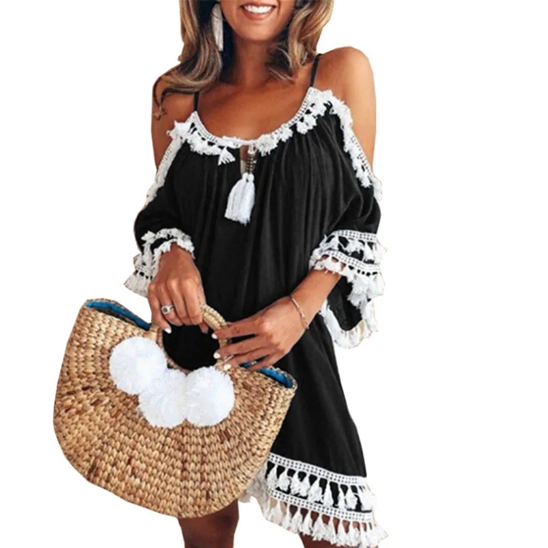 

Wholesale Personalized Woman Sleeveless Pompom Midi Dress, As pic show