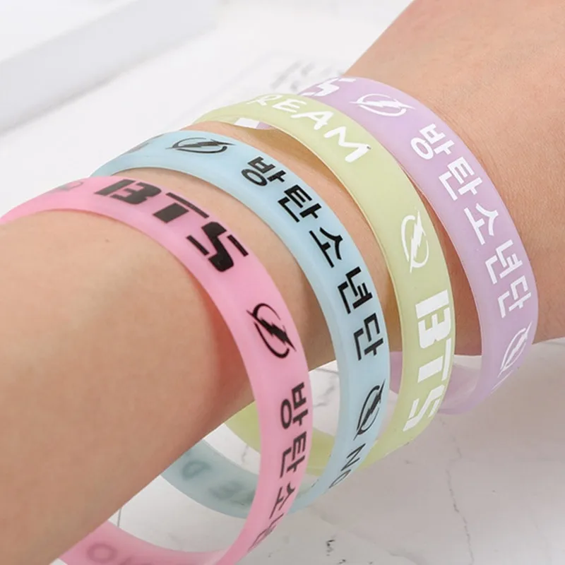 

kpop accessories bts merchandise bt21 kpop bracelets glowing silicone wristband, Customized color